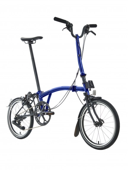 BROMPTON P Line Bolt Blue Lacquer 12-Speed sulankstomas dviratis su aukštu vairu